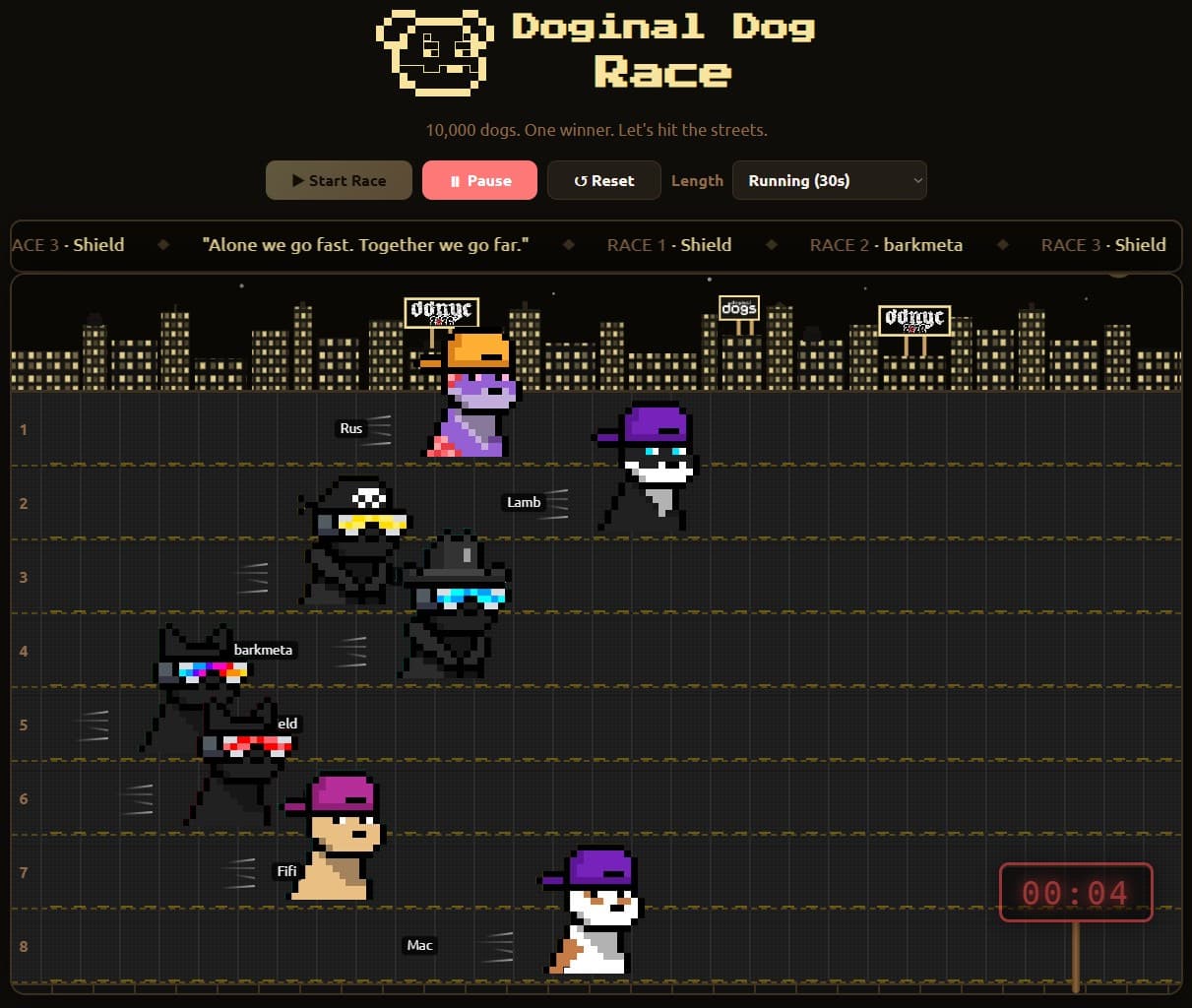 Doginal Dog Race — live race in progress